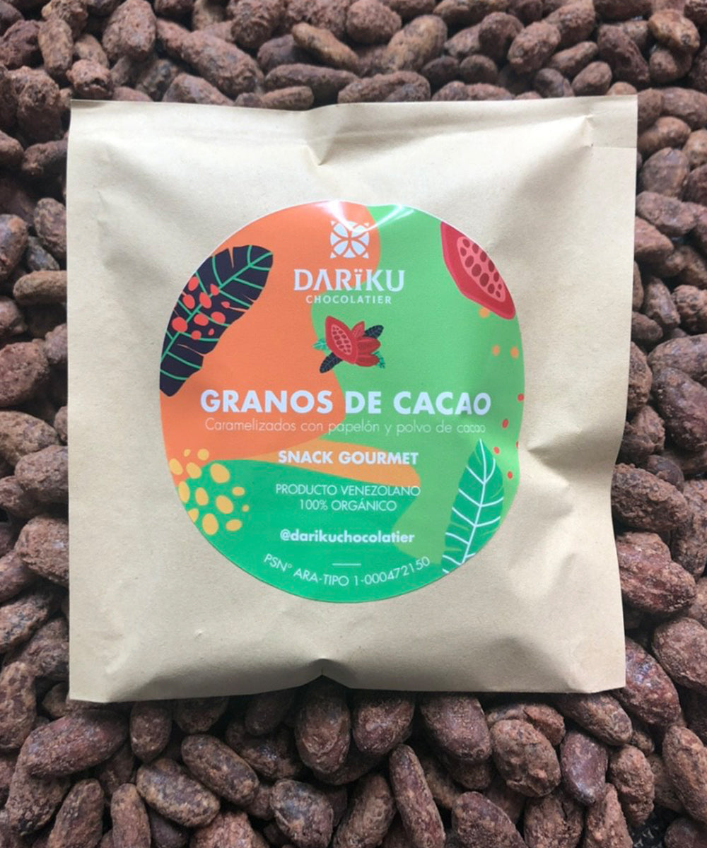 Granos de Cacao Caramelizados con Papelón